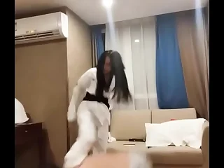 Female college student slave with double s taekwondo